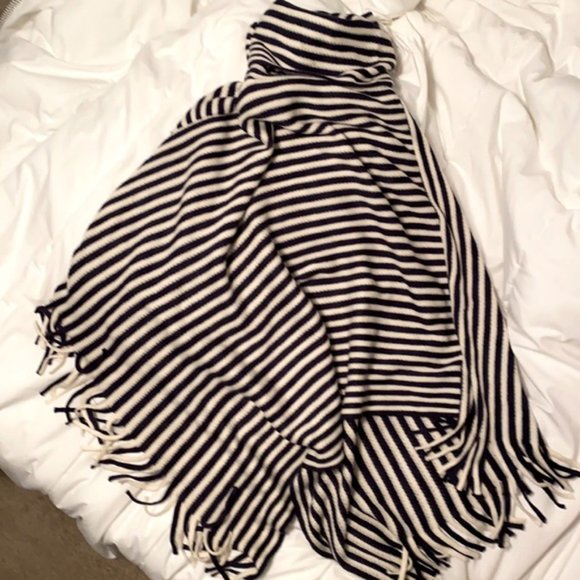 Women's Navy & White Poncho Cowl Neck - Picture 2 of 6